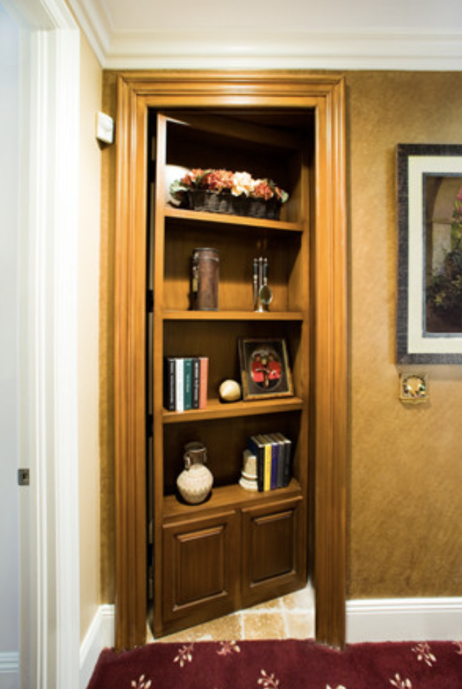 Hidden bookcase door, ajar