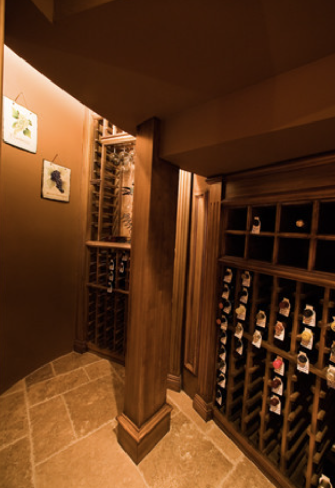 Custom wine racking with grape plaques
